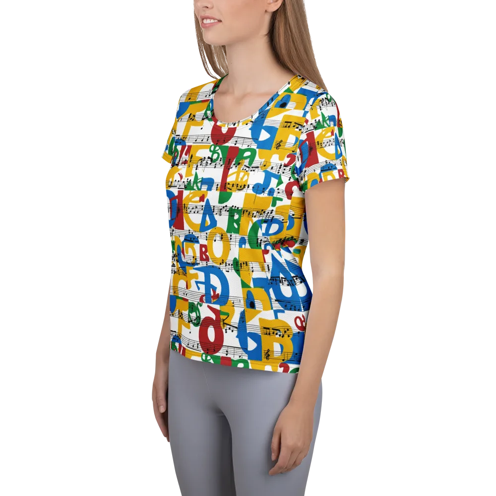 Chromatic Crescendo on Women's Athletic T-Shirt — Left