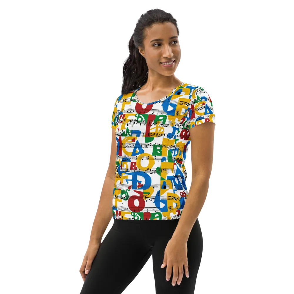 Chromatic Crescendo on Women's Athletic T-Shirt — Left