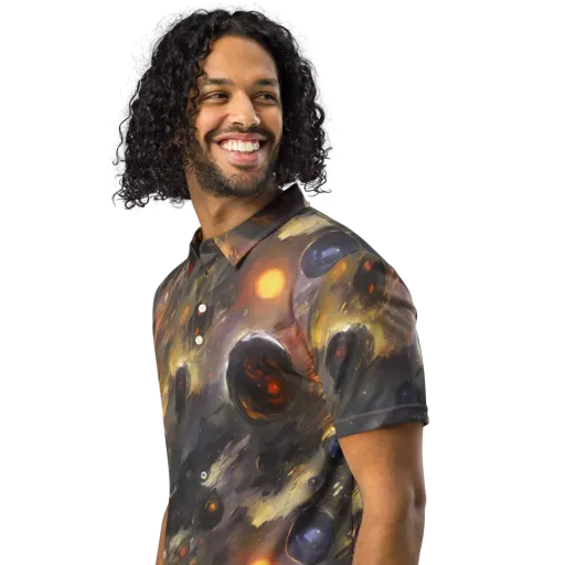 Temporal Vortex on a Men's Slim Fit Polo Shirt