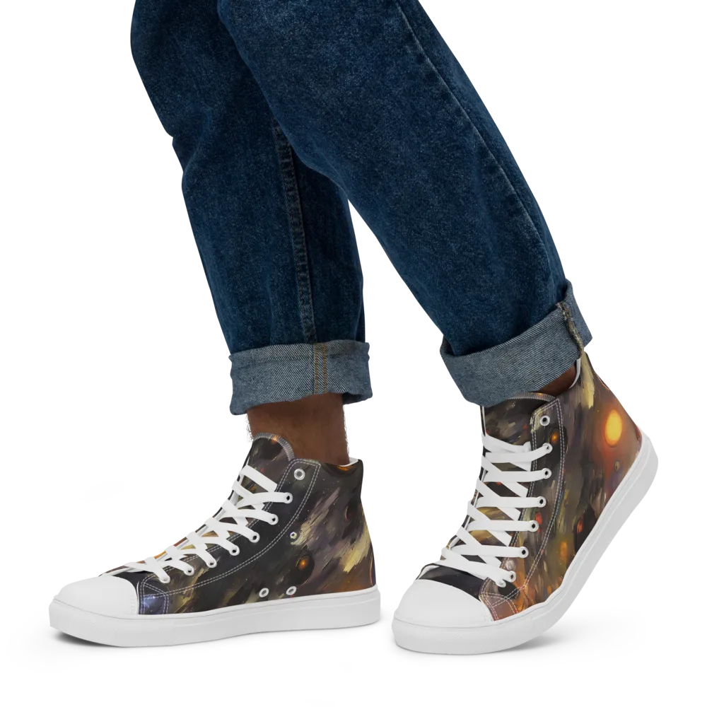 Temporal Vortex on Men's High Top Canvas Shoes — Left