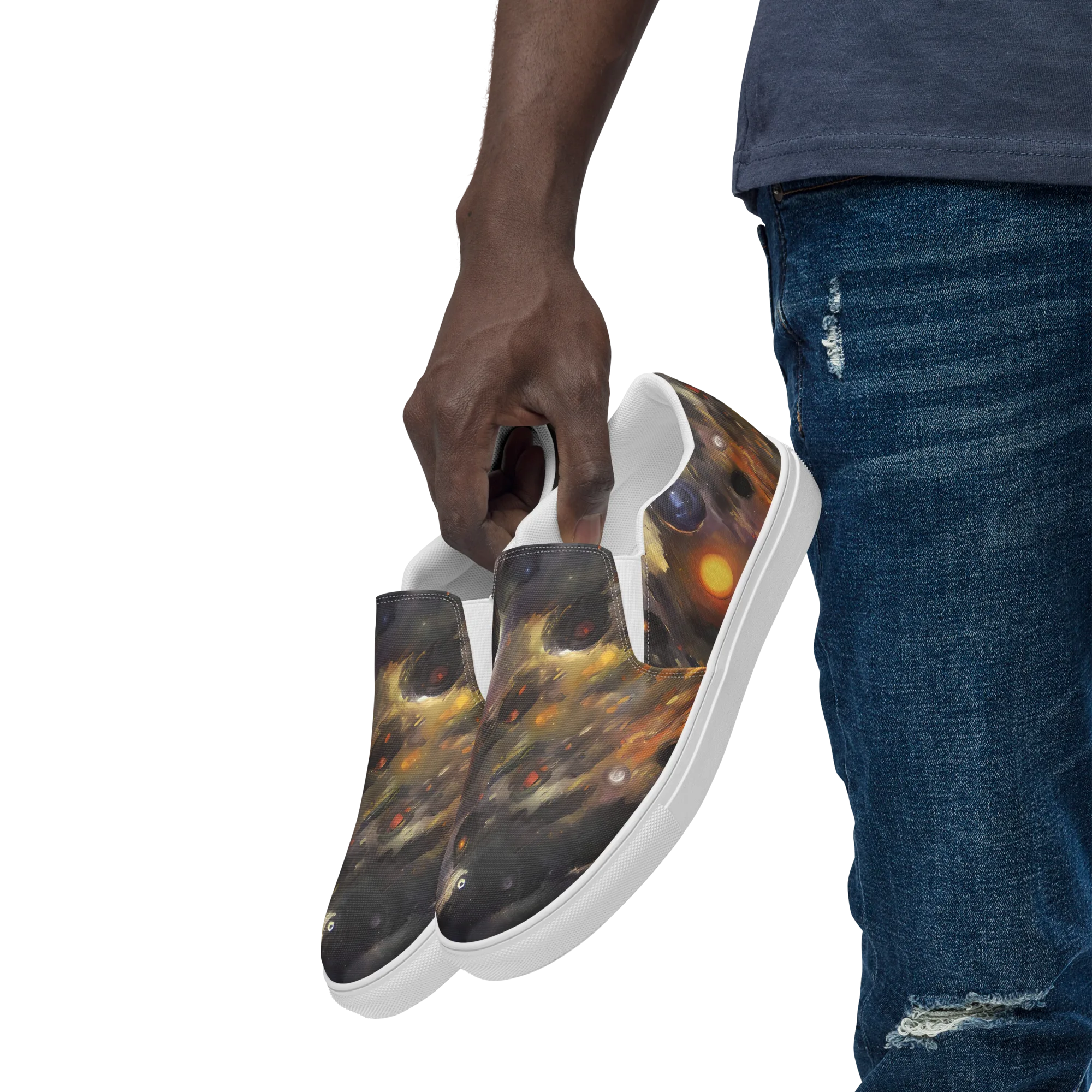 Temporal Vortex on Men's Slip-On Canvas Shoes — Left Front