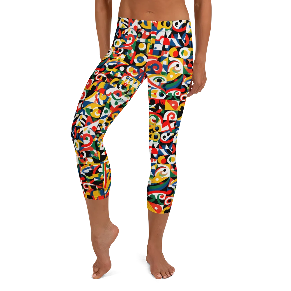 Electric Arabesque on Capri Leggings — Front