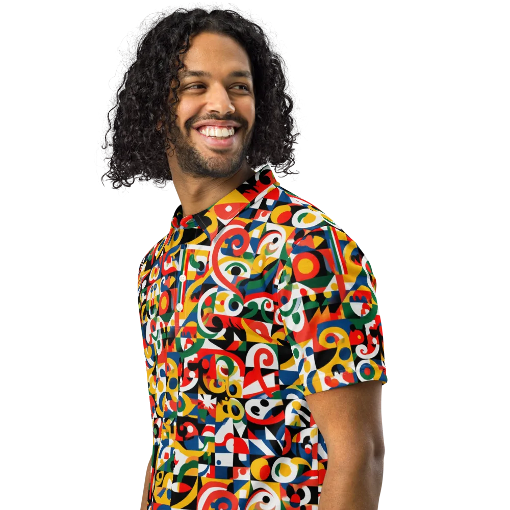 Electric Arabesque on Men's Slim Fit Polo Shirt — Left Front