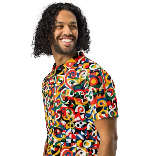 Electric Arabesque on a Men's Slim Fit Polo Shirt
