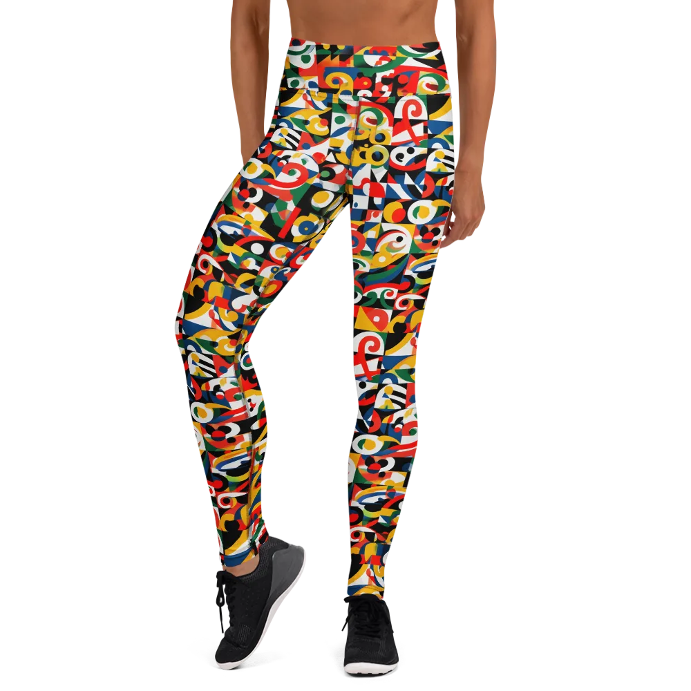 Electric Arabesque on Yoga Leggings — Front