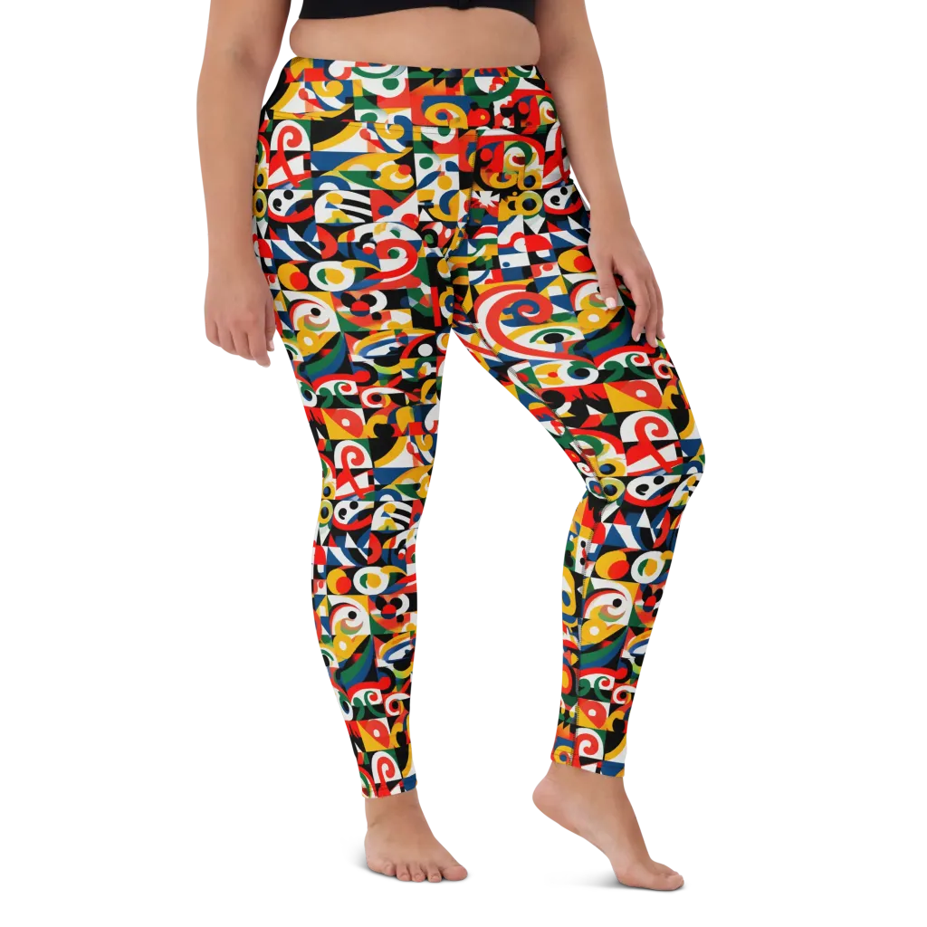 Electric Arabesque on Yoga Leggings — Front