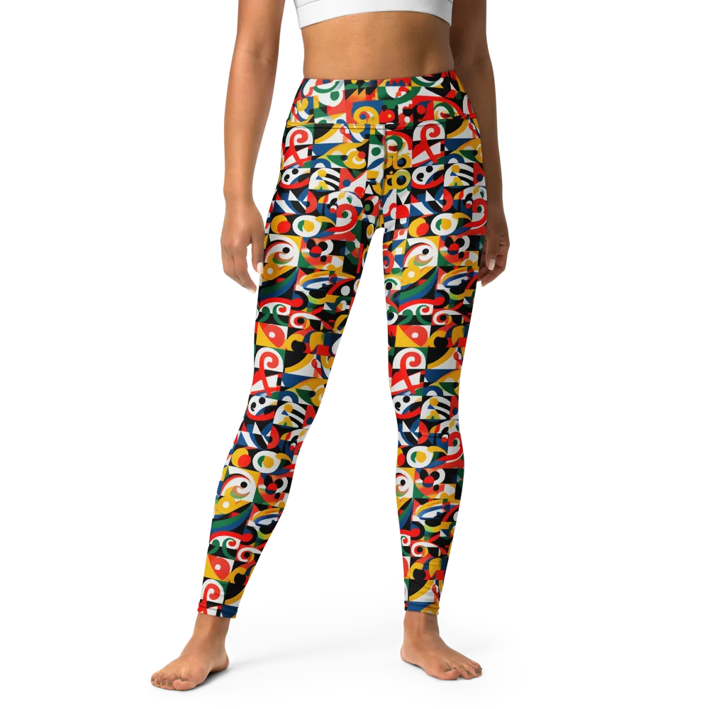 Electric Arabesque on Yoga Leggings — Front