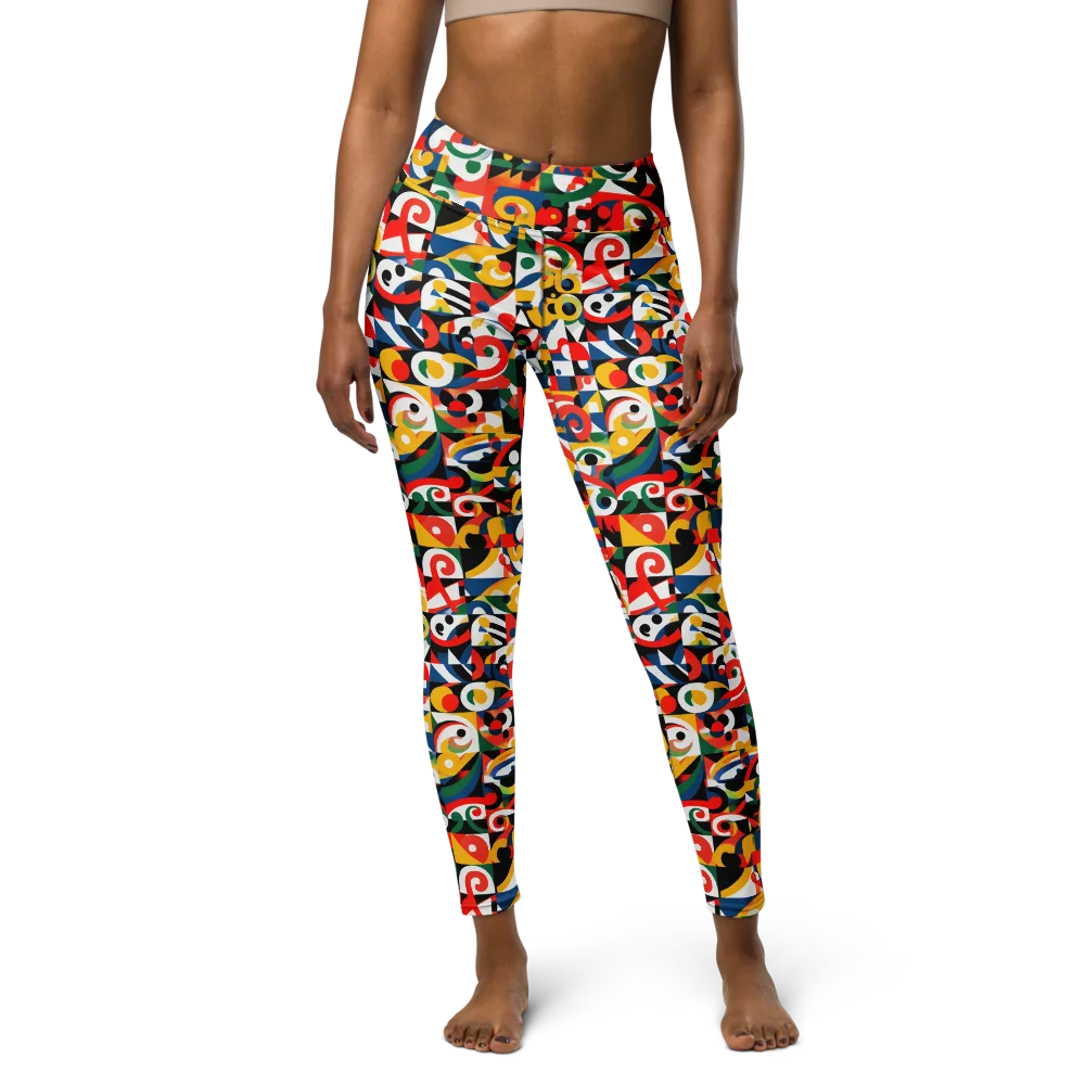 Electric Arabesque on Yoga Leggings — Front