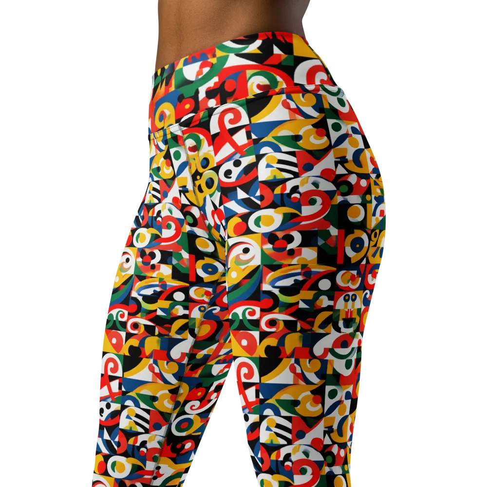 Electric Arabesque on Yoga Leggings — Left Front