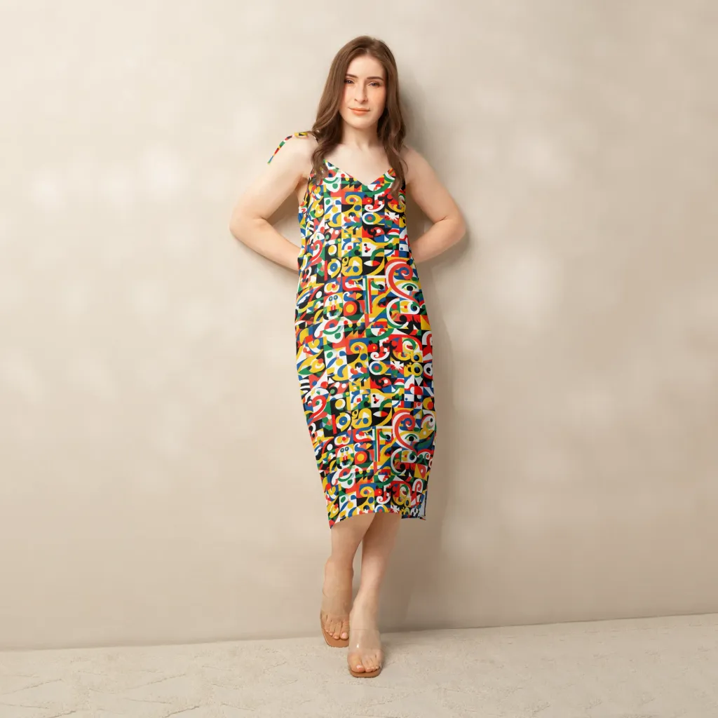Electric Arabesque on Slip Dress — Front