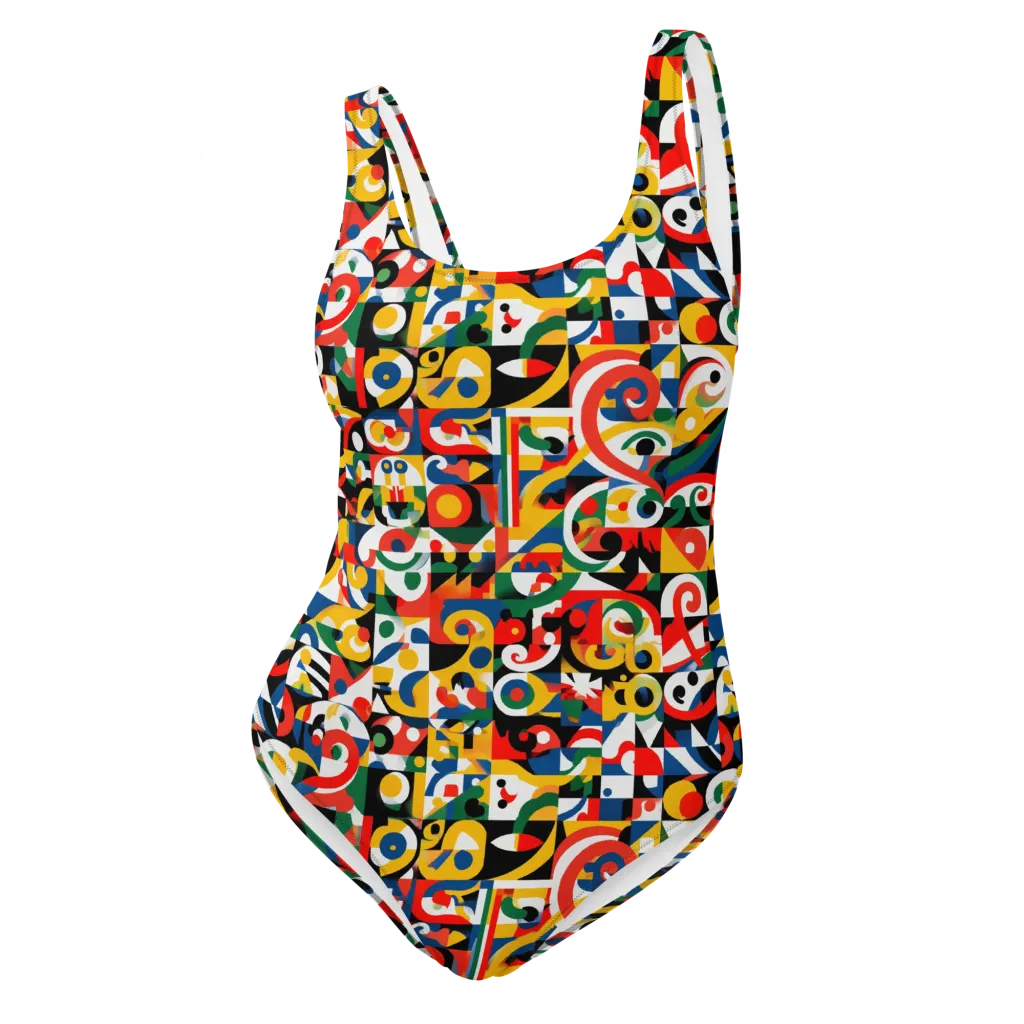 Electric Arabesque on One-Piece Swimsuit — Front