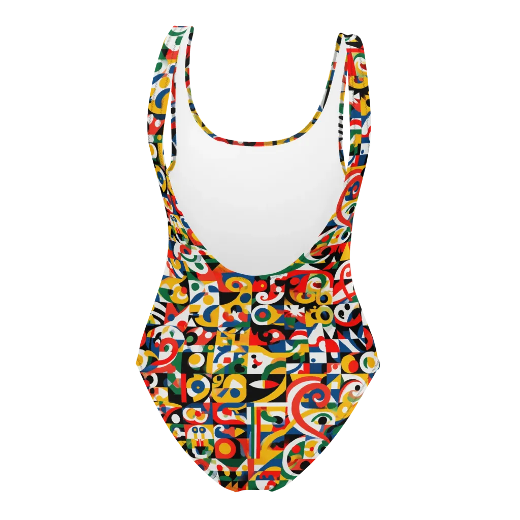 Electric Arabesque on One-Piece Swimsuit — Back