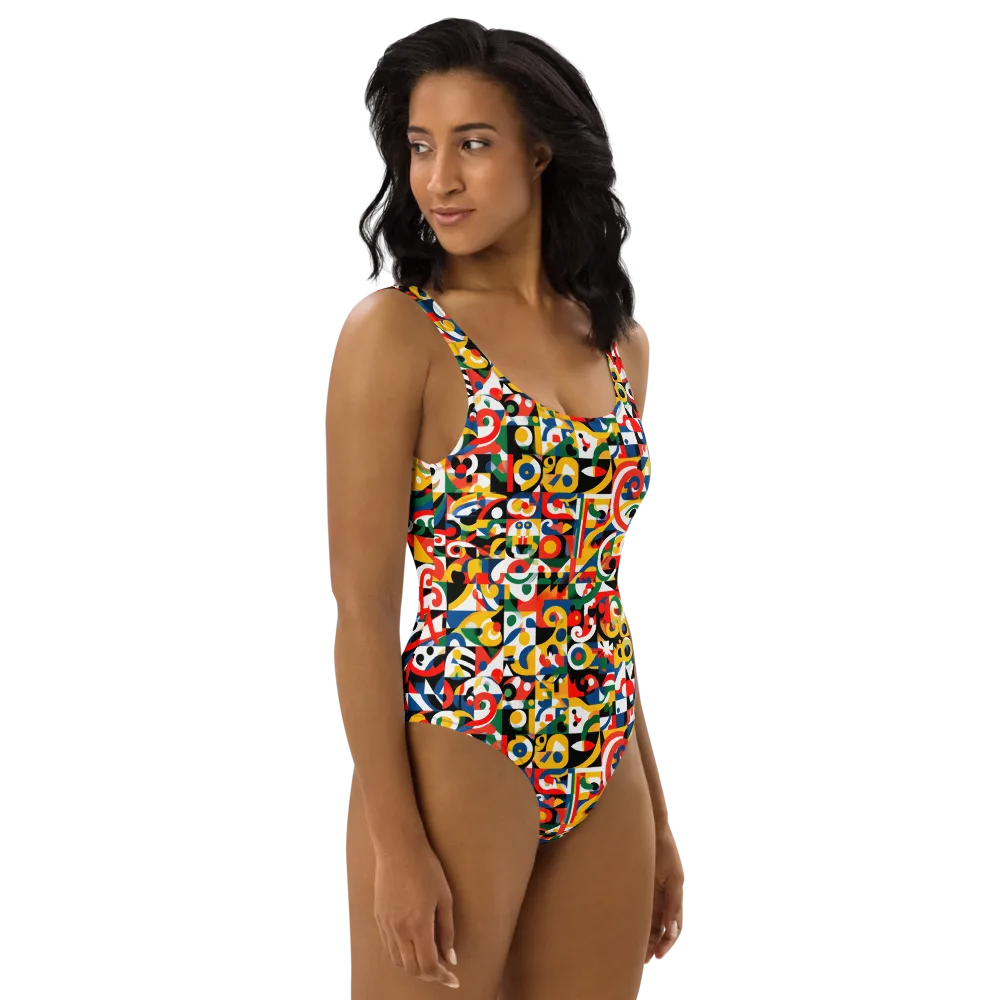 Electric Arabesque on One-Piece Swimsuit — Right