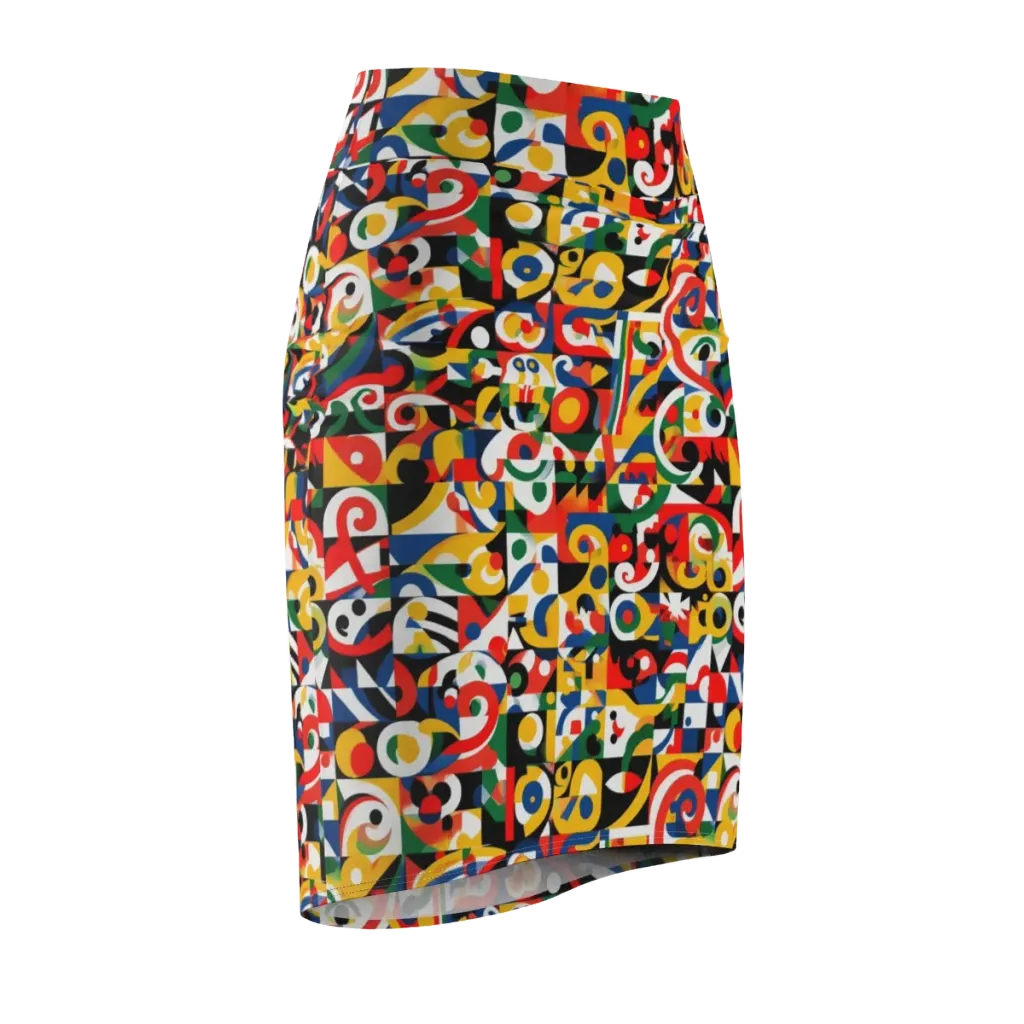 Electric Arabesque on Pencil Skirt — Front Side