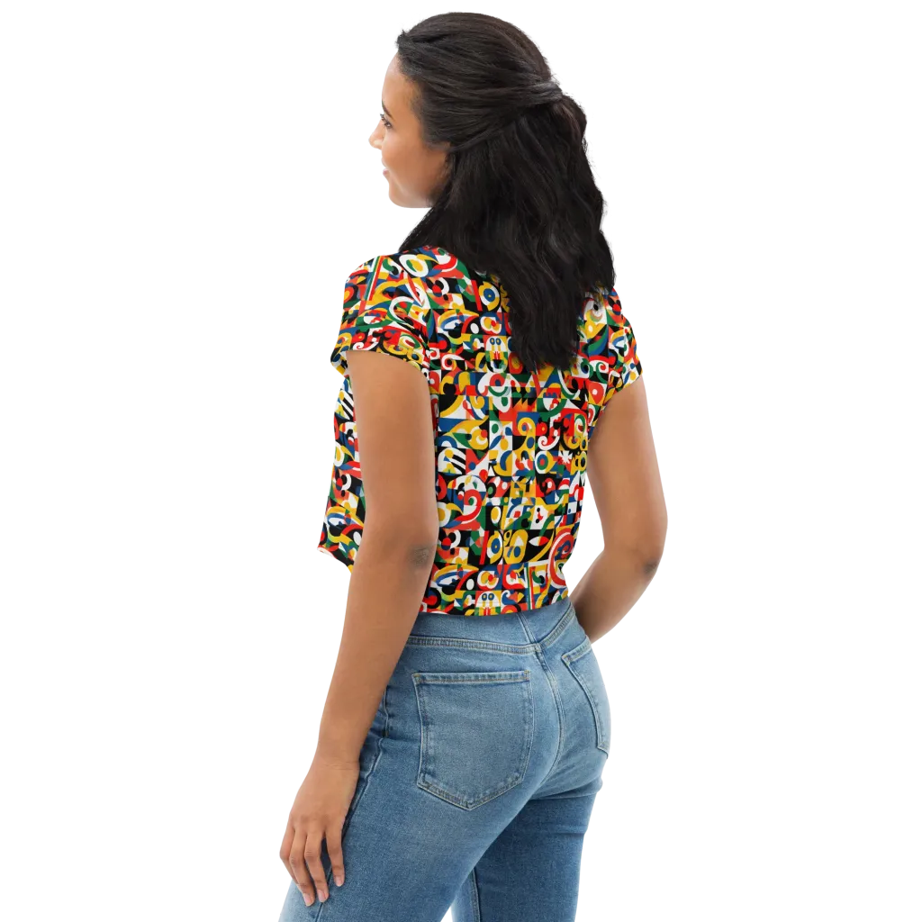 Electric Arabesque on Crop Tee — Left Back