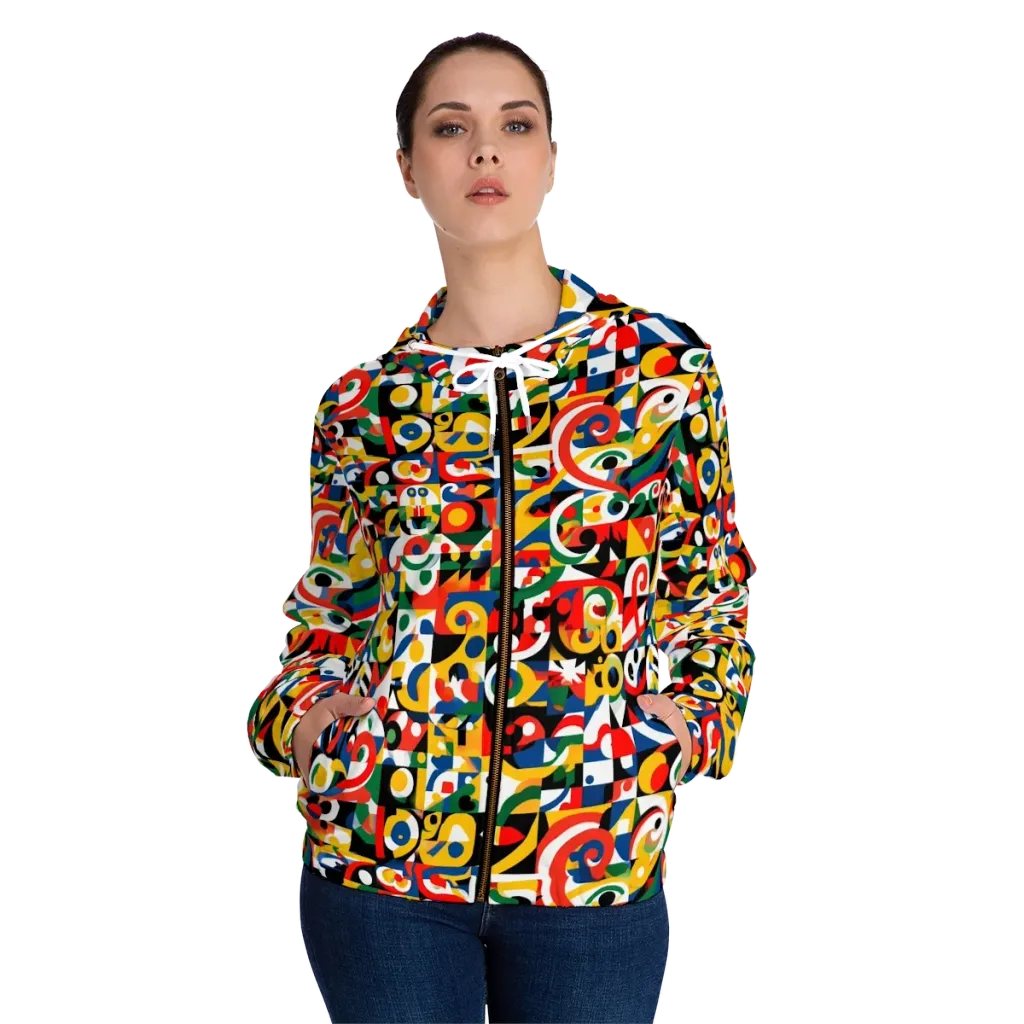 Electric Arabesque on Women's Full-Zip Hoodie — Front On Person