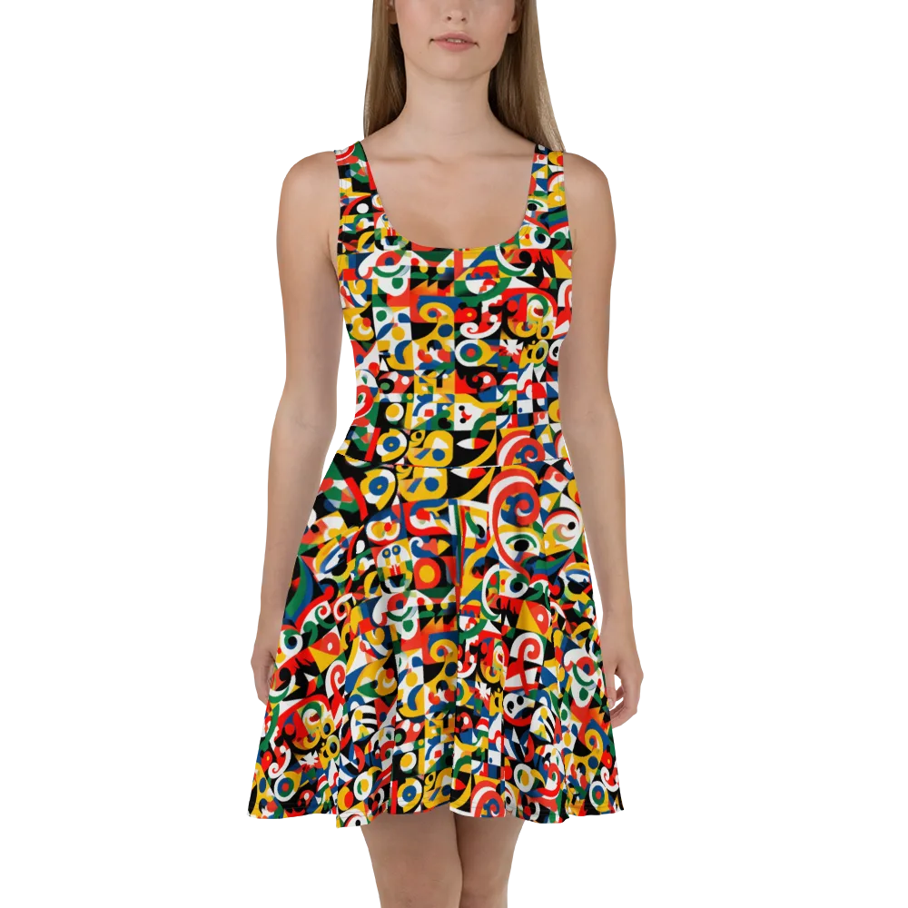 Electric Arabesque on Skater Dress — Front