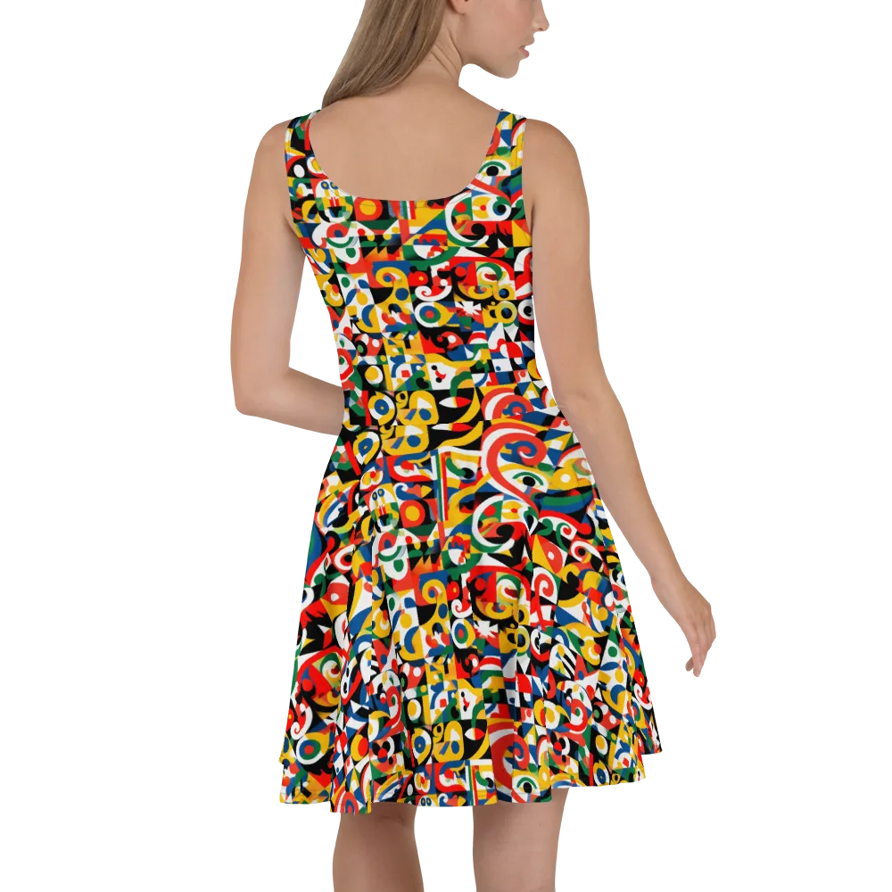 Electric Arabesque on Skater Dress — Back