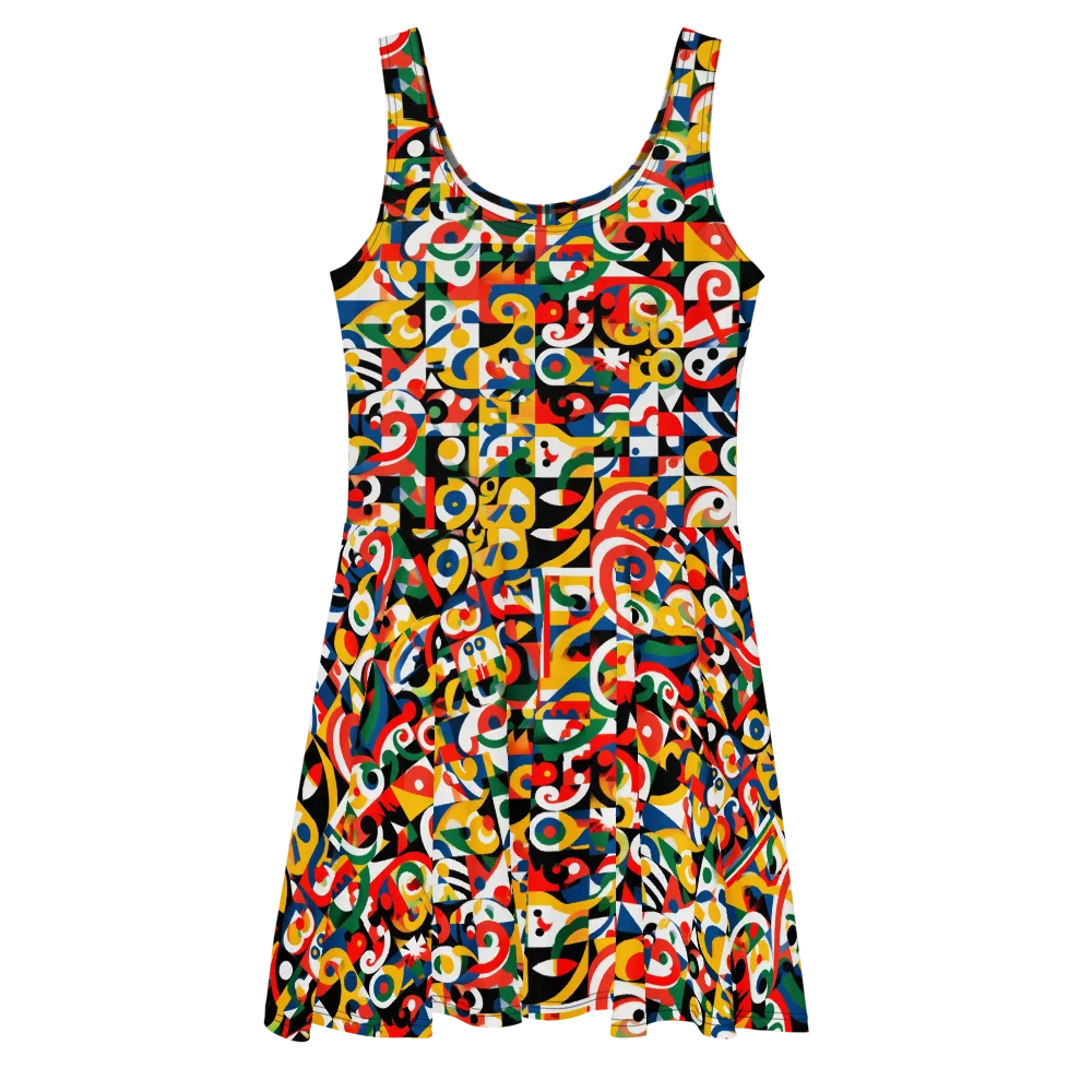 Electric Arabesque on Skater Dress — Front