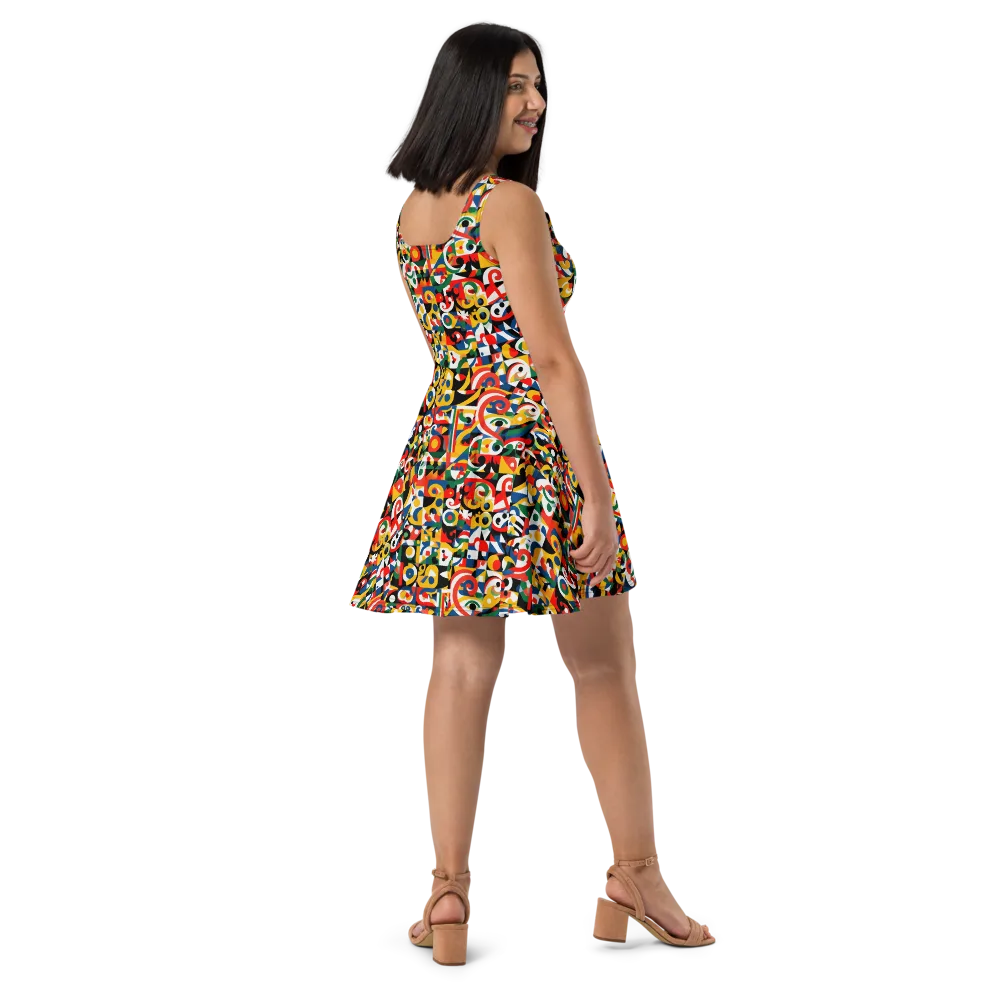 Electric Arabesque on Skater Dress — Right