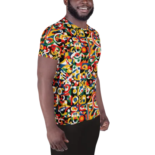 Electric Arabesque on a Men's Athletic T-Shirt