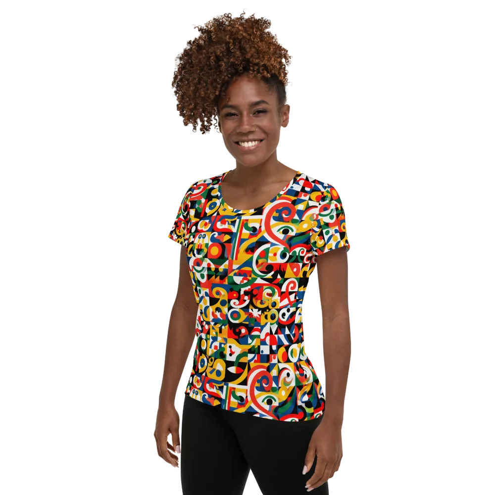 Electric Arabesque on Women's Athletic T-Shirt — Left