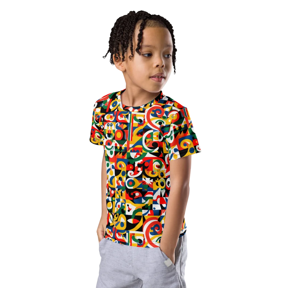 Electric Arabesque on Kids Crew Neck T-Shirt — Left Front