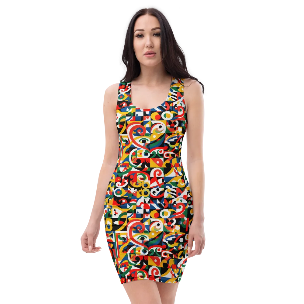 Electric Arabesque on Bodycon Dress — Front