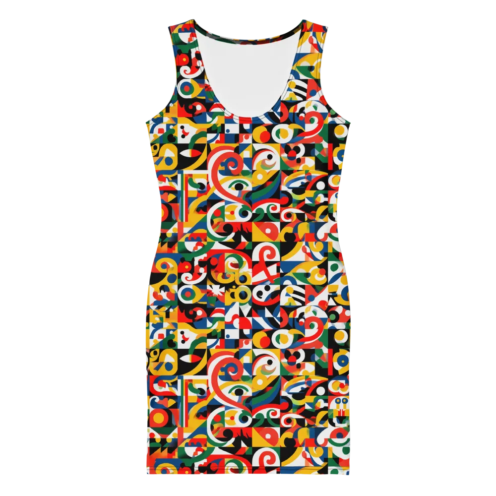 Electric Arabesque on Bodycon Dress — Front