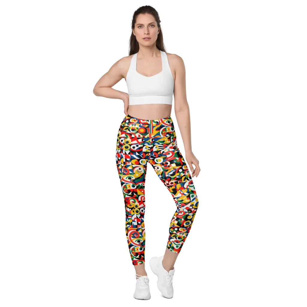 Electric Arabesque on Leggings with Pockets — Front