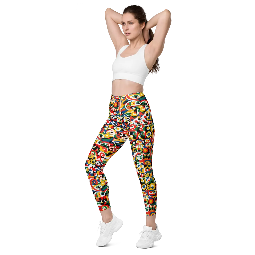Electric Arabesque on Leggings with Pockets — Left Front