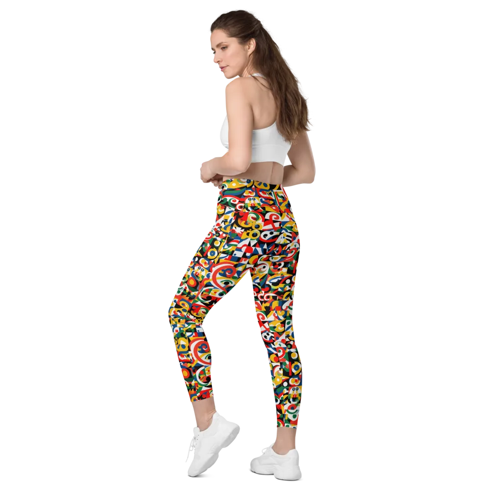 Electric Arabesque on Leggings with Pockets — Left Back