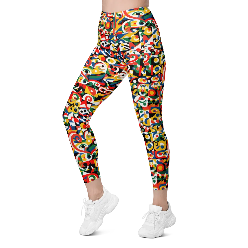 Electric Arabesque on Leggings with Pockets — Left Front