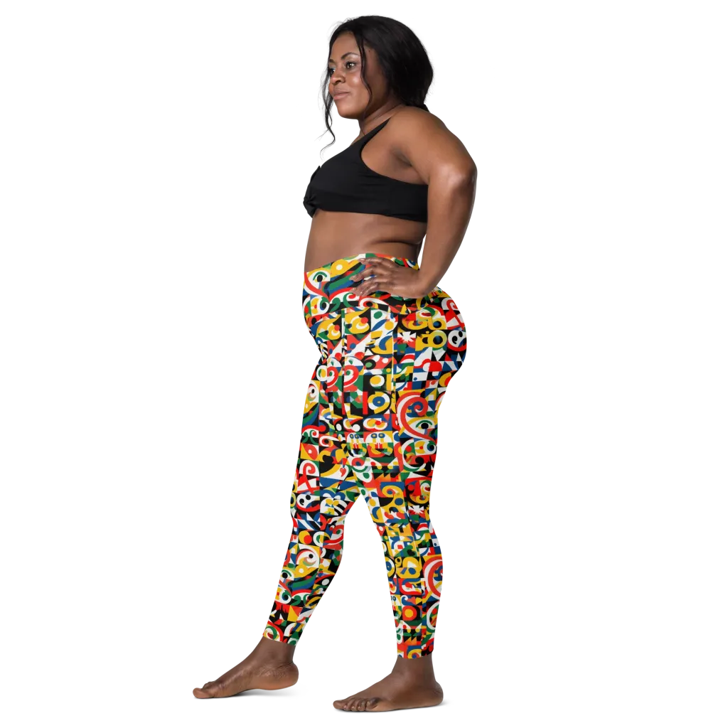 Electric Arabesque on Leggings with Pockets — Left
