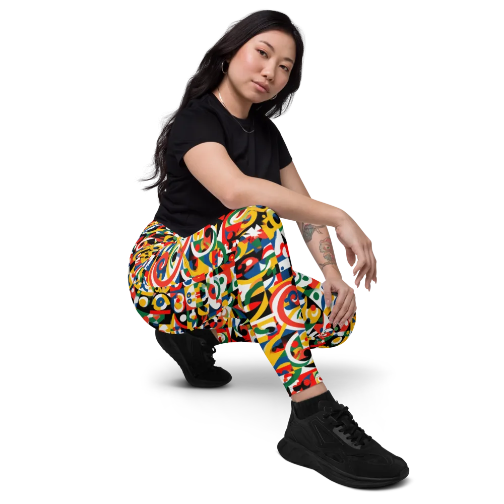 Electric Arabesque on Leggings with Pockets — Right Front
