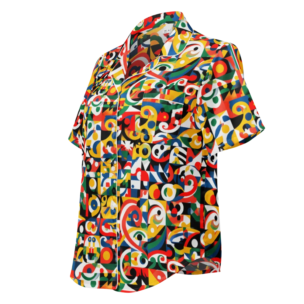 Electric Arabesque on Women's Short Sleeve Pajama Top — Left Front
