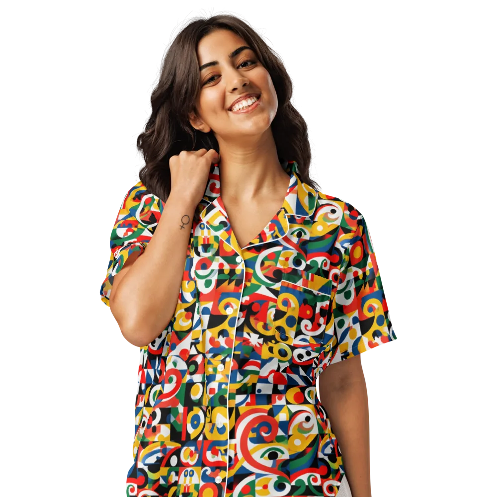 Electric Arabesque on Women's Short Sleeve Pajama Top — Front