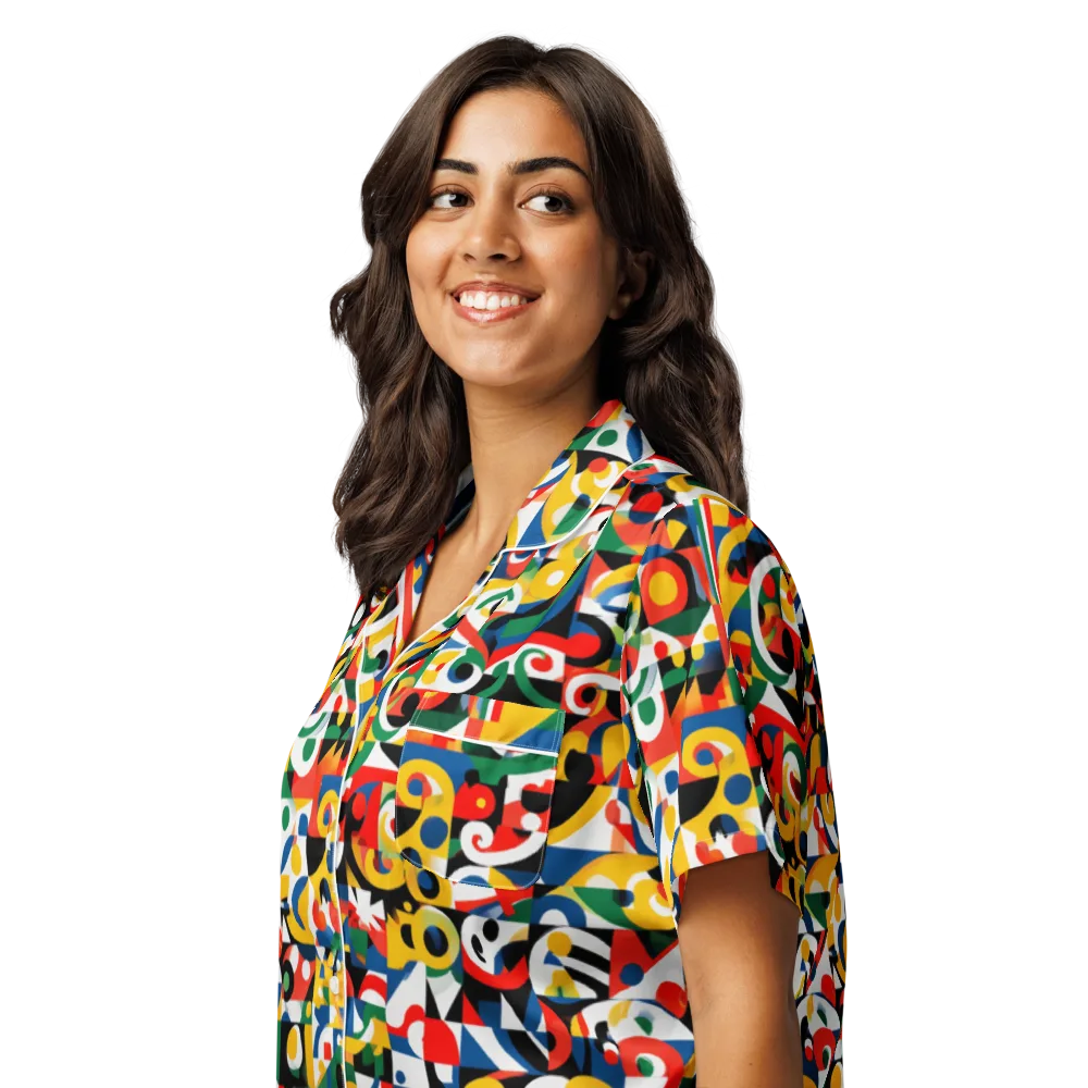 Electric Arabesque on Women's Short Sleeve Pajama Top — Left Front
