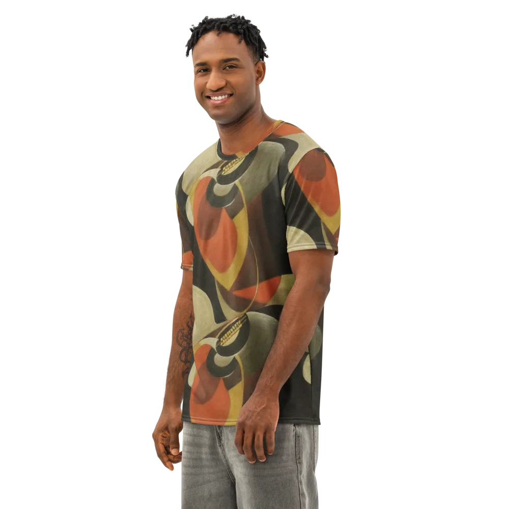 Sienna Circuit on Men's Cotton Crew Neck T-Shirt — Left Front