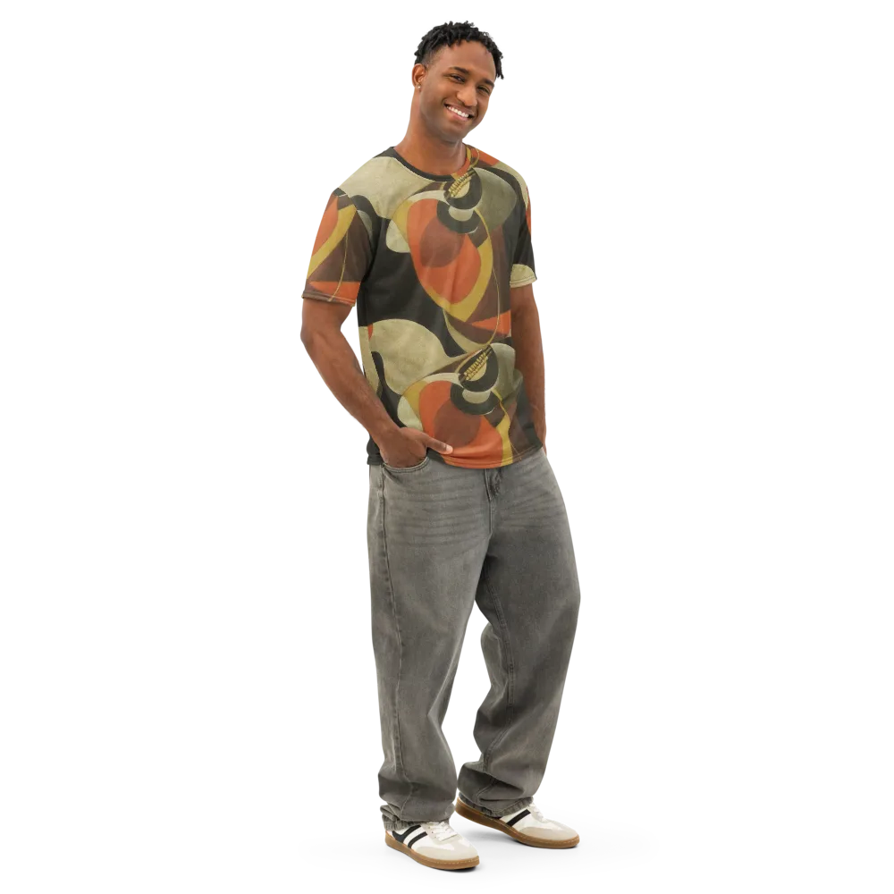 Sienna Circuit on Men's Cotton Crew Neck T-Shirt — Right Front