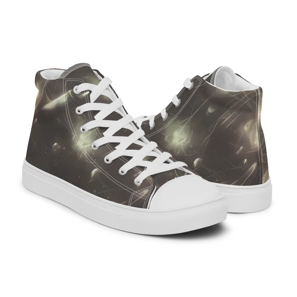 Nebula Veins on Men's High Top Canvas Shoes — Right