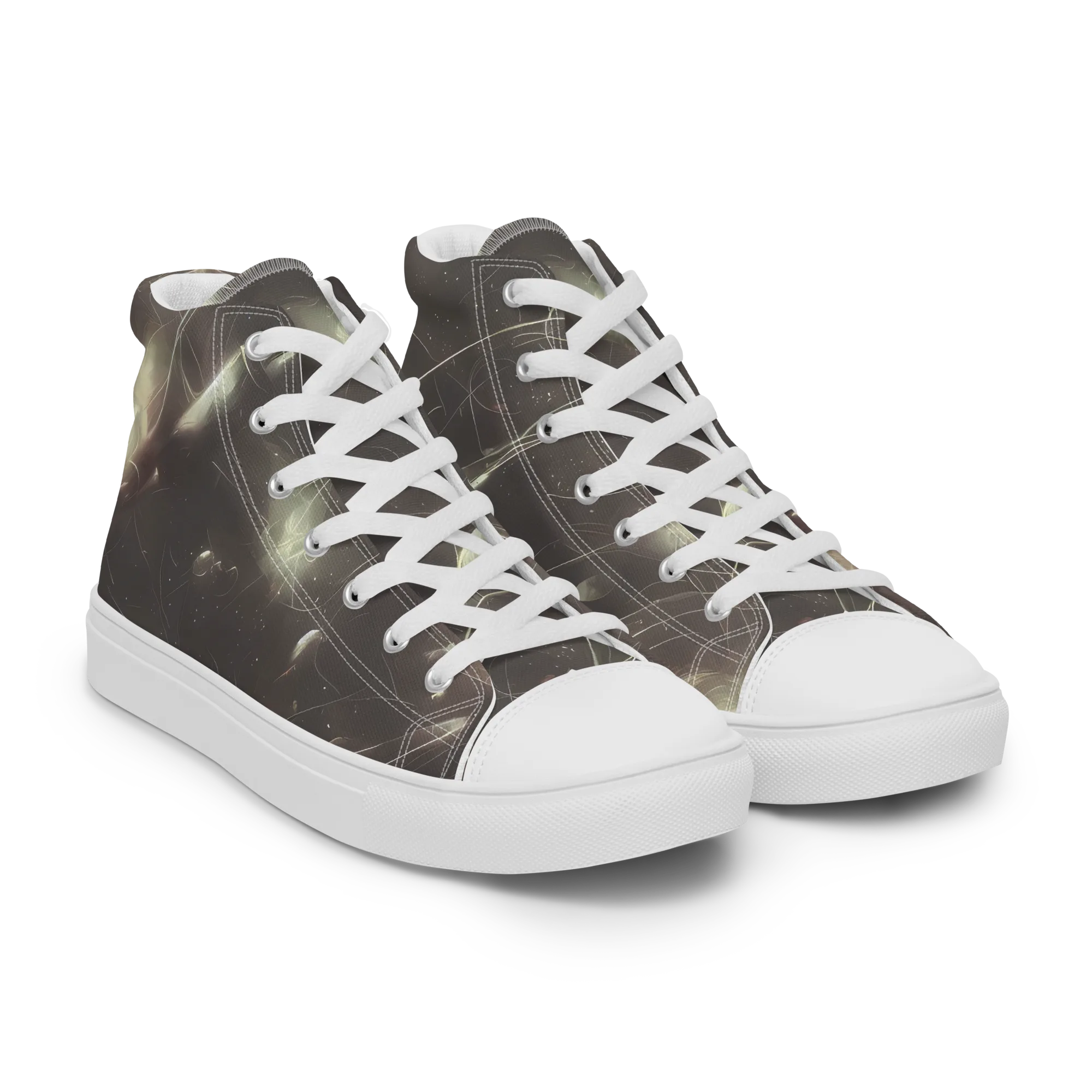 Nebula Veins on Women's High Top Canvas Shoes — Right Front