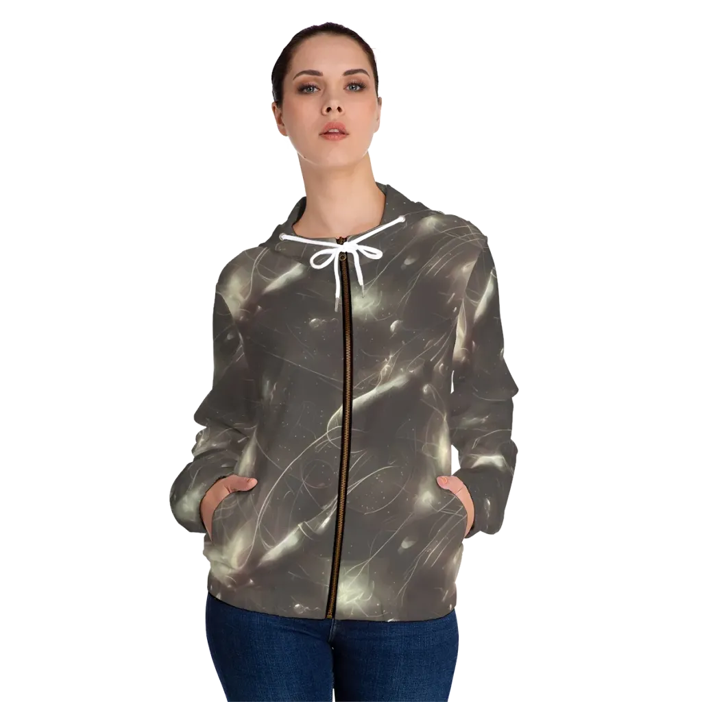 Nebula Veins on Women's Full-Zip Hoodie — Front On Person