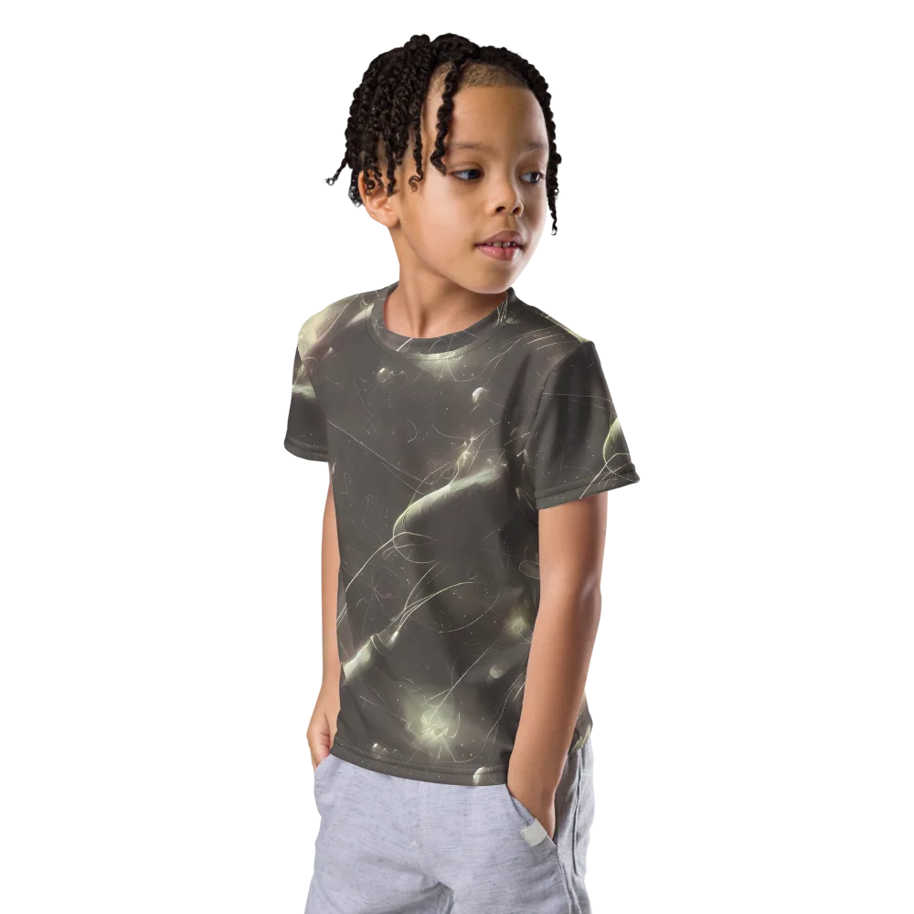 Nebula Veins on Kids Crew Neck T-Shirt — Left Front