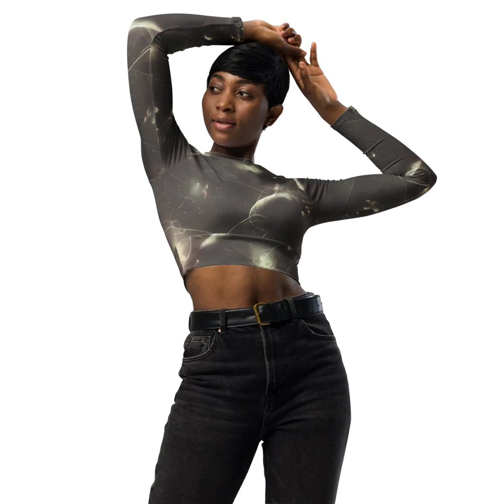 Nebula Veins on Long Sleeve Crop Top — Front