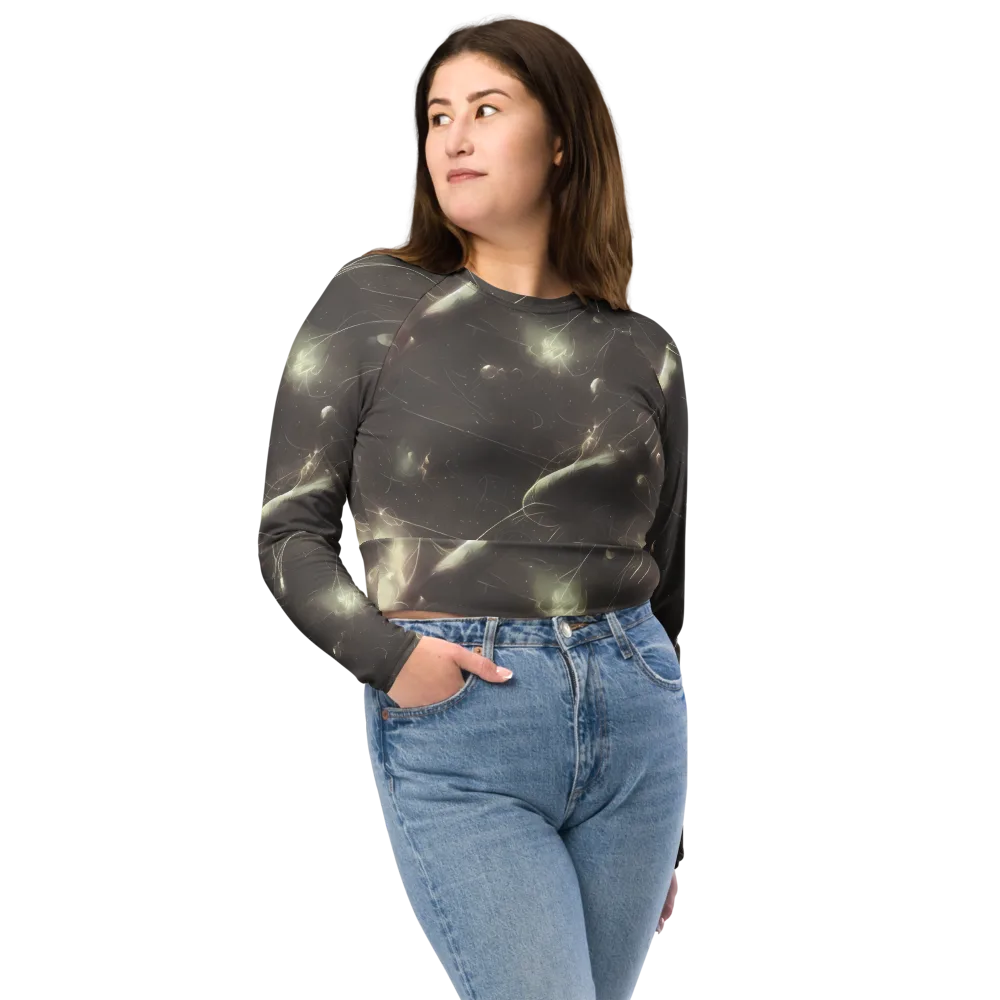 Nebula Veins on Long Sleeve Crop Top — Front