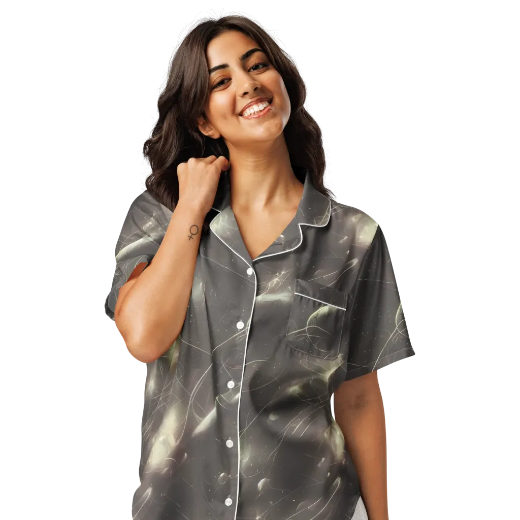 Nebula Veins on Women's Short Sleeve Pajama Top — Front