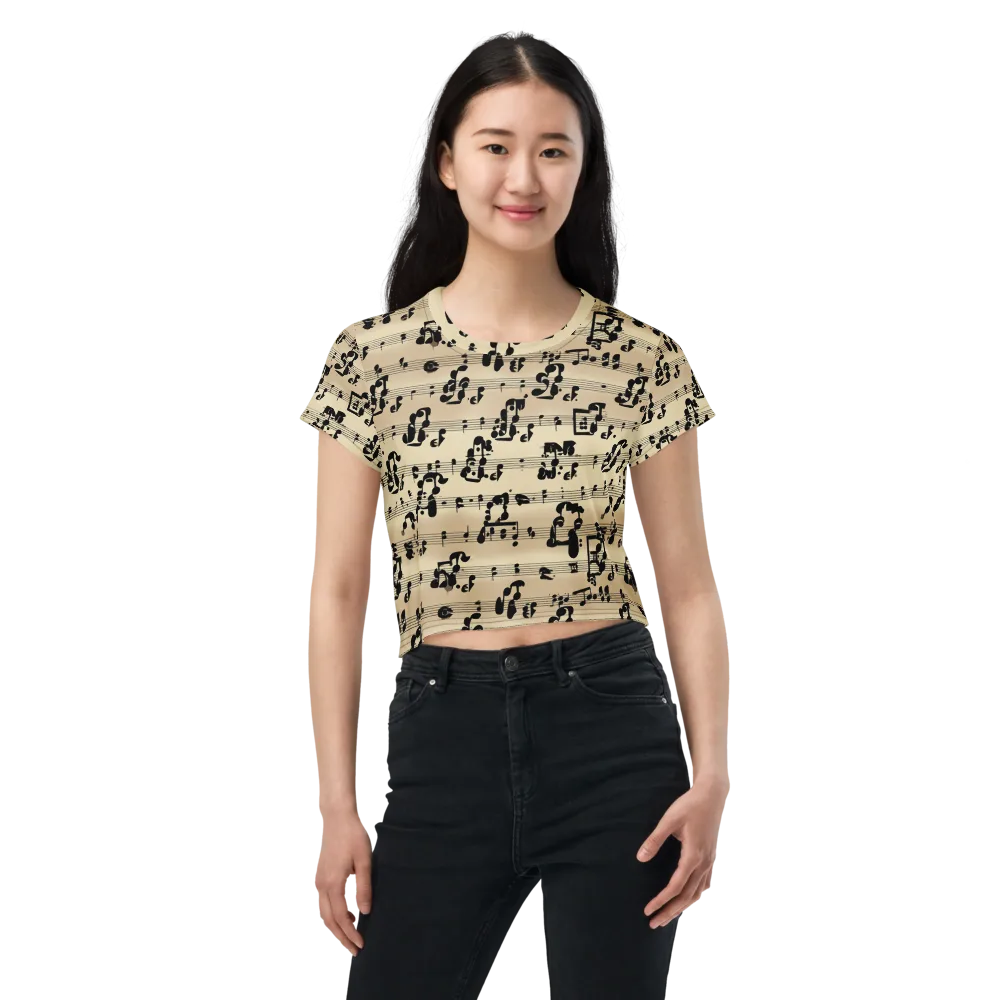 Midnight Melody on Crop Tee — Front