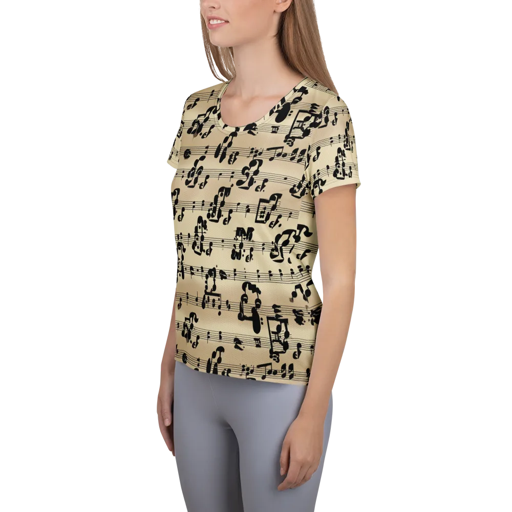 Midnight Melody on Women's Athletic T-Shirt — Left