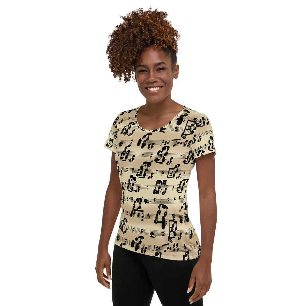 Midnight Melody on Women's Athletic T-Shirt — Left